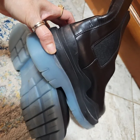 Leather Tire Black Transparent Chunky Boot Size 39 - Picture 12 of 14